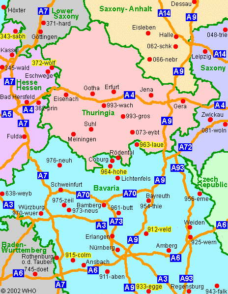 Landkarte Kassel-Nuernberg-464-1-25, © 2002 WHO