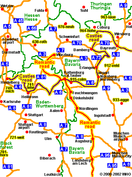 Road Map Frankfurt - Bayreuth - Muenchen 439-9, © 2000-2002 WHO